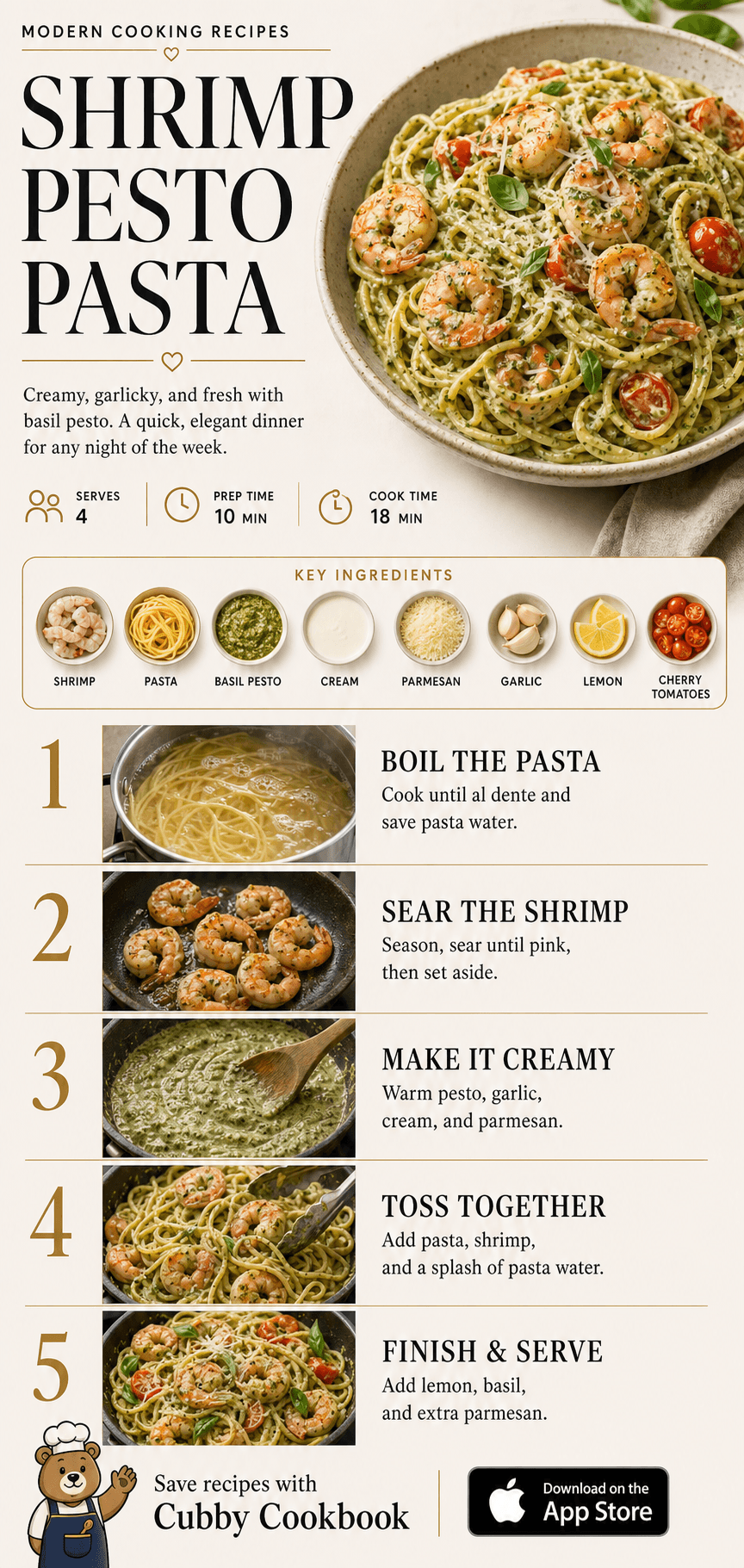 Creamy Shrimp Pesto Pasta