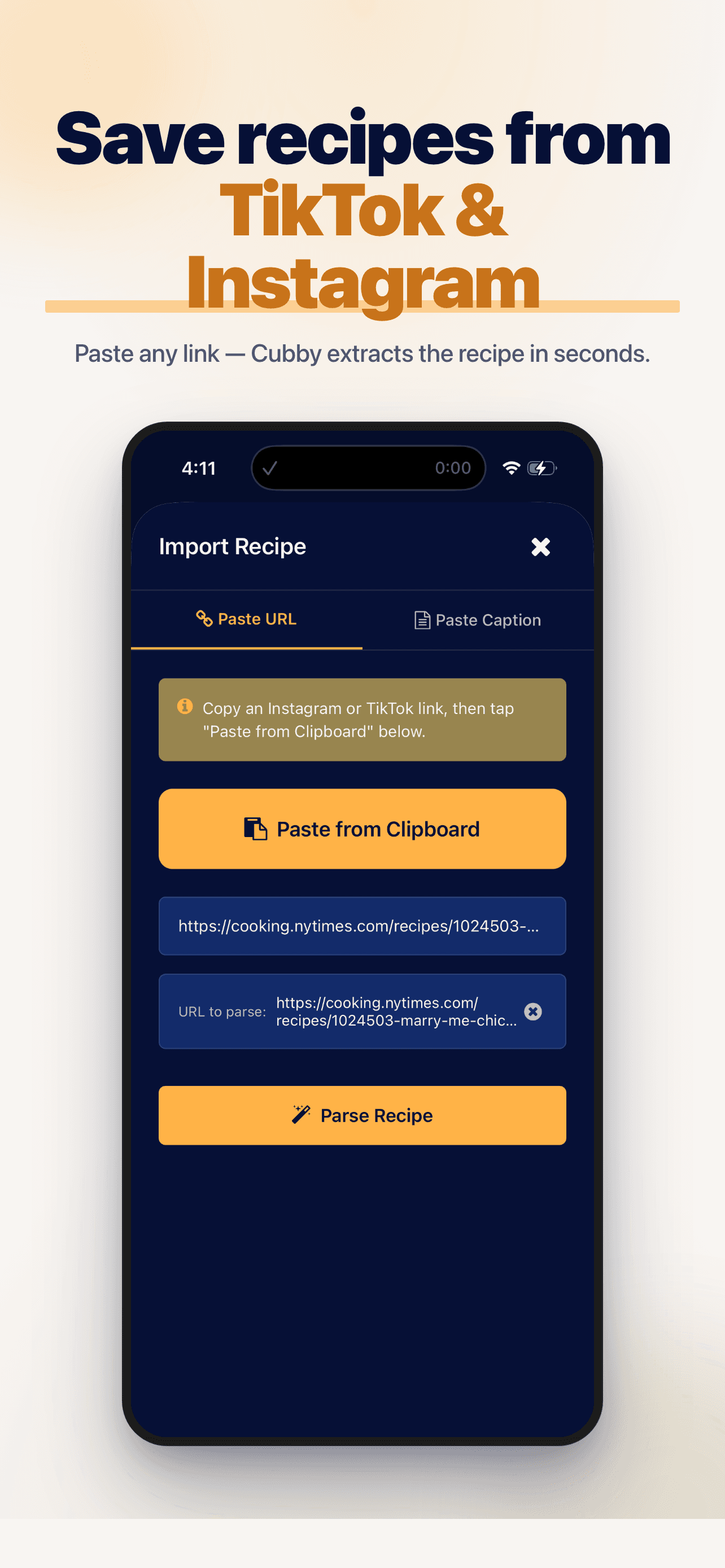 Save recipes from anywhere