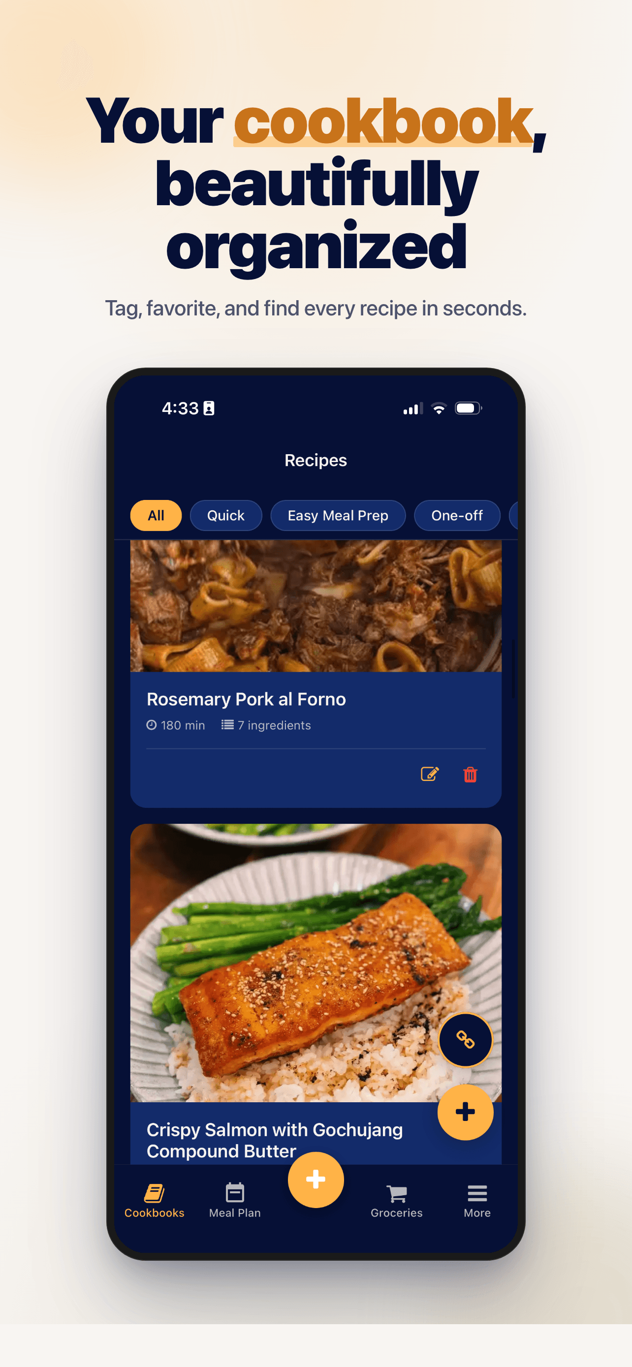 Cubby cookbook recipe organizer screen
