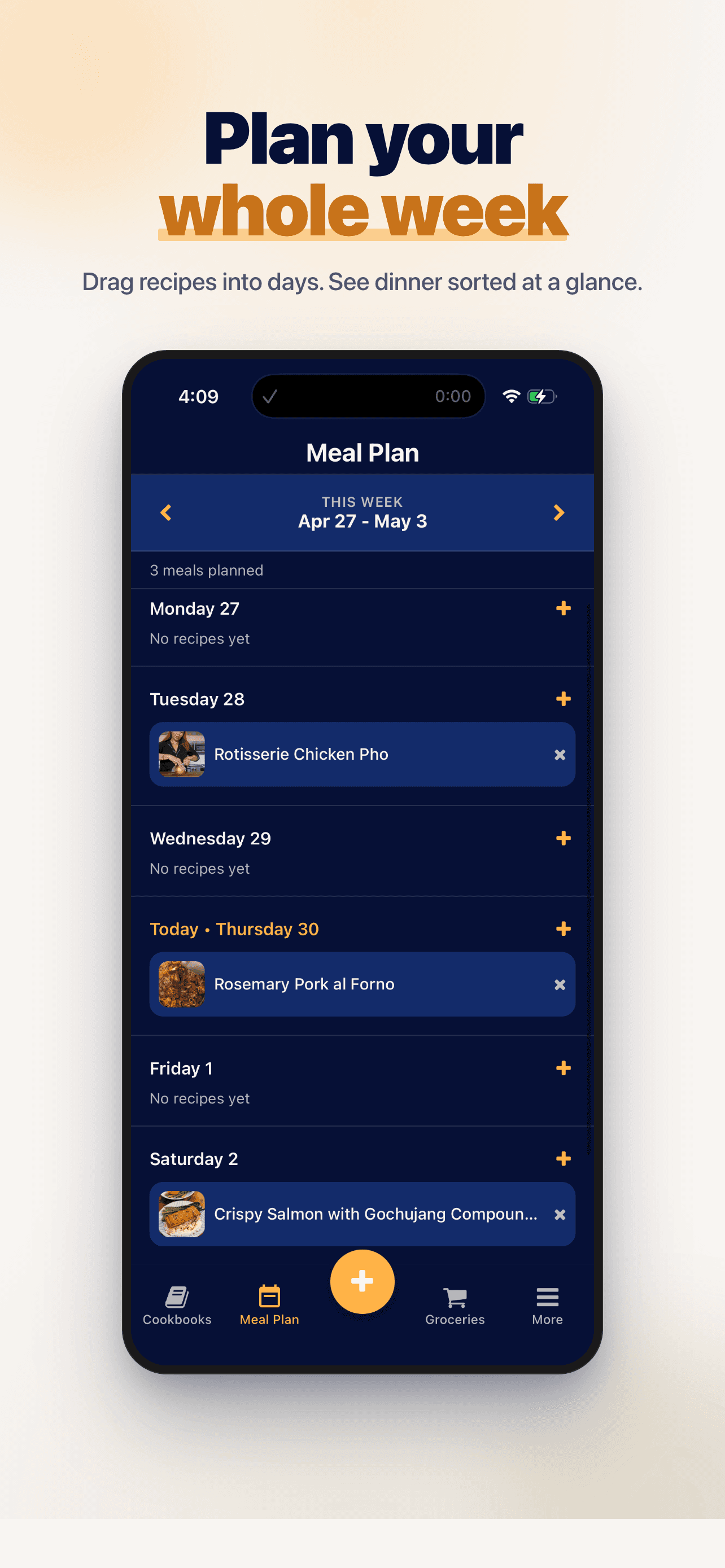Plan dinners before the week gets loud